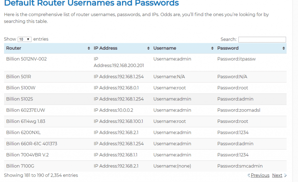 网络设备默认密码在线查询网站