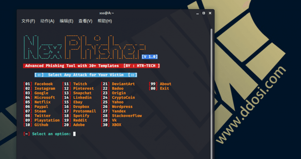 nexphisher自动化钓鱼工具,包括30个网站的37个钓鱼模板