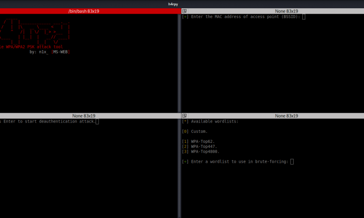 h4rpy wifi自动破解工具 WPA/WPA2 PSK