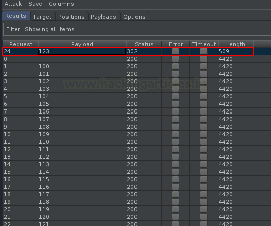 使用burpsuite的Intruder模块进行模糊测试Fuzzing ③