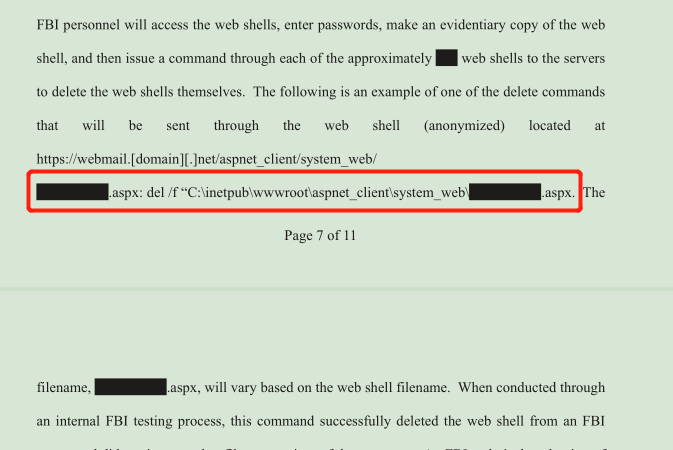 FBI在美国访问计算机以删除恶意Webshell