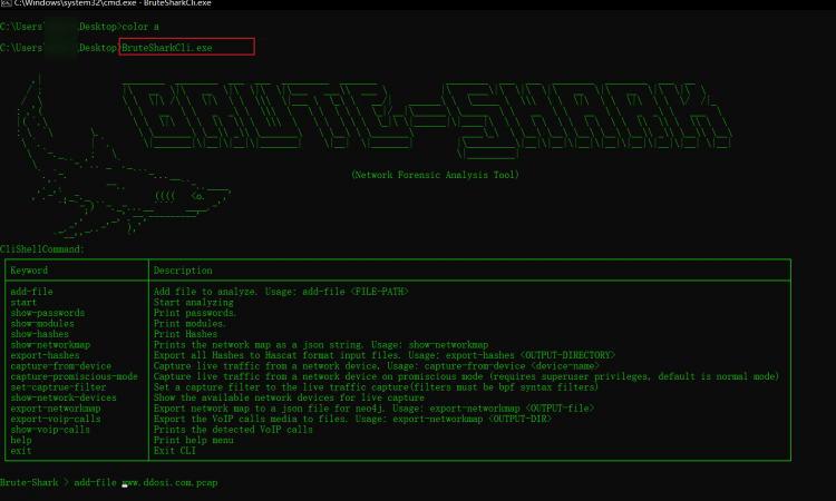BruteShark数据包哈希用户名密码提取 可视化网络图构建工具