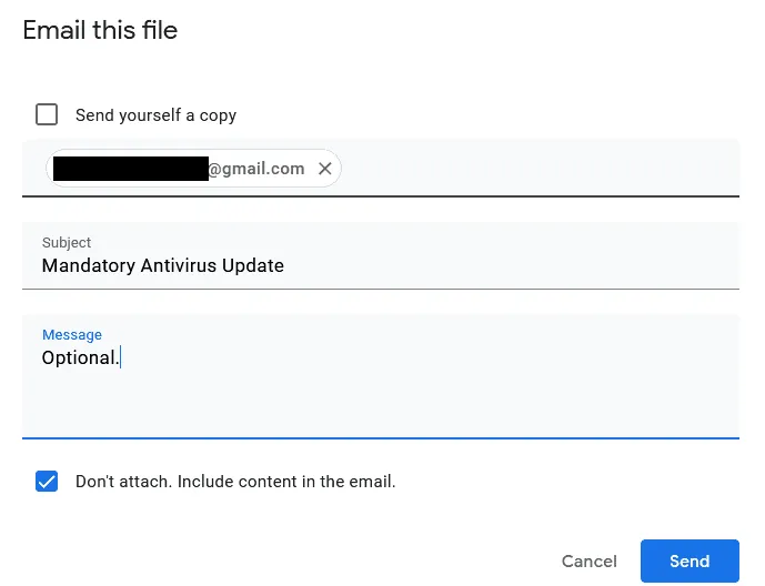 滥用Google Drive的电子邮件功能进行钓鱼