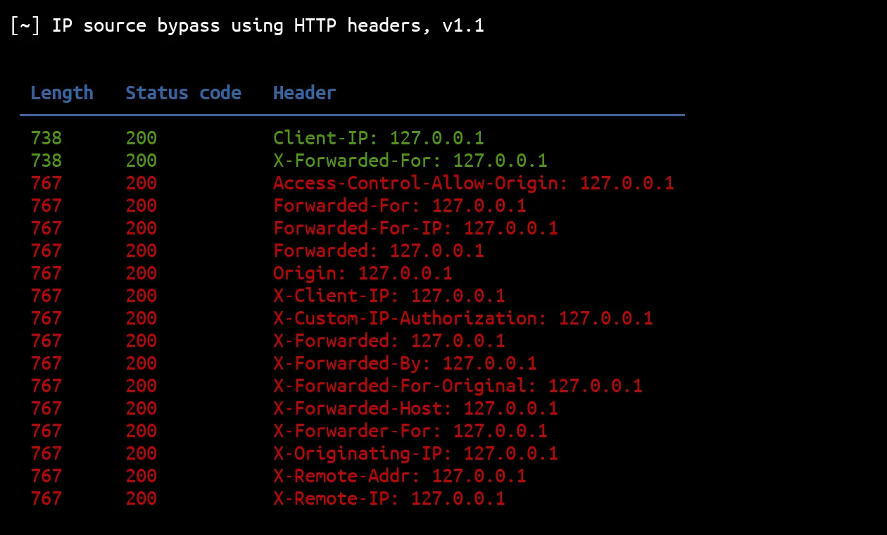 ipsourcebypass 使用HTTP标头绕过IP限制