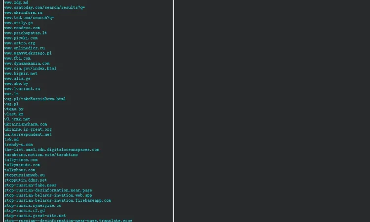 17576个对俄罗斯进行DDOS攻击的ip列表及域名