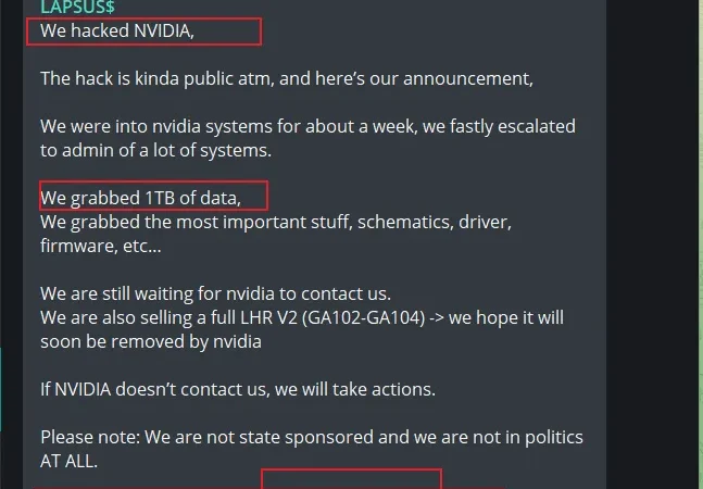 入侵Nvidia的黑客要求驱动程序开源否则公开硅芯片文件
