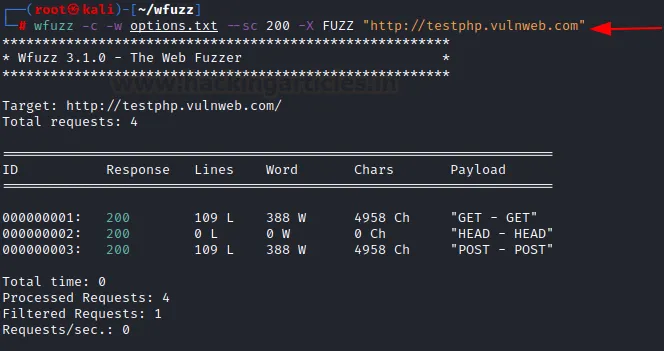Wfuzz详细指南|模糊测试工具使用方法