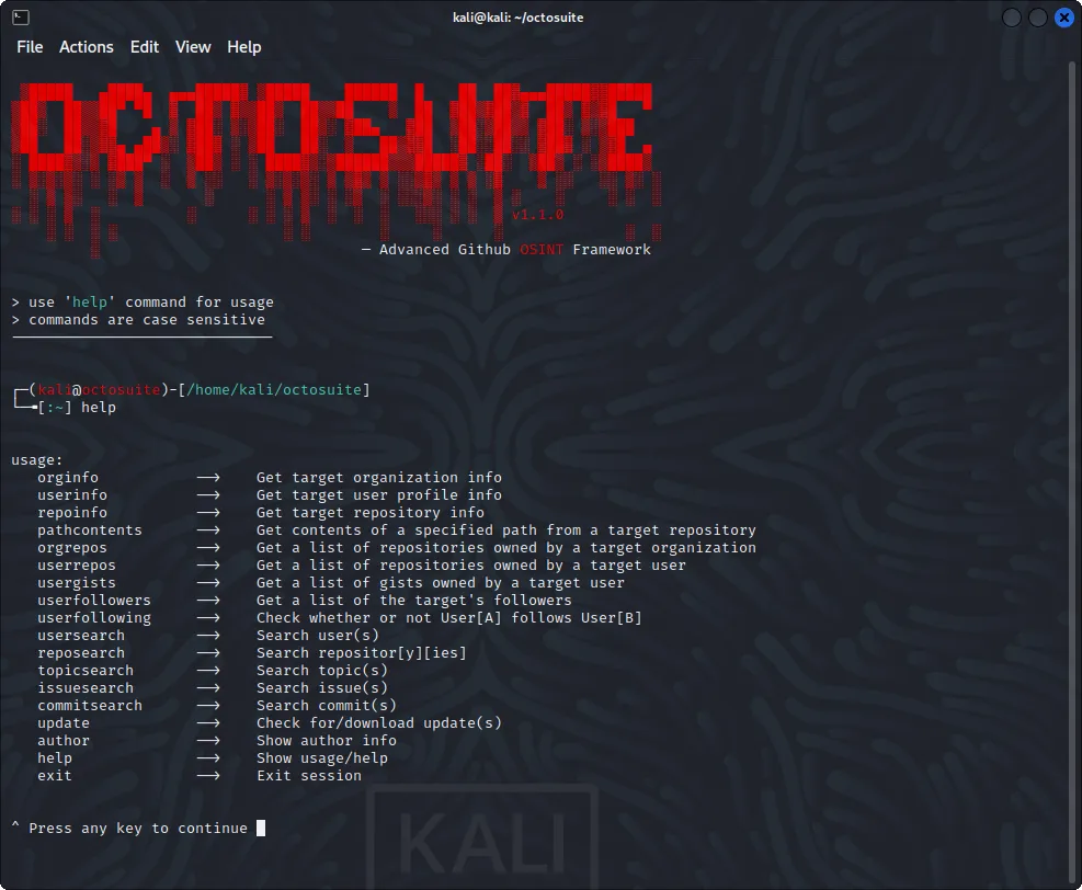 octosuite 针对Github的高级OSINT框架