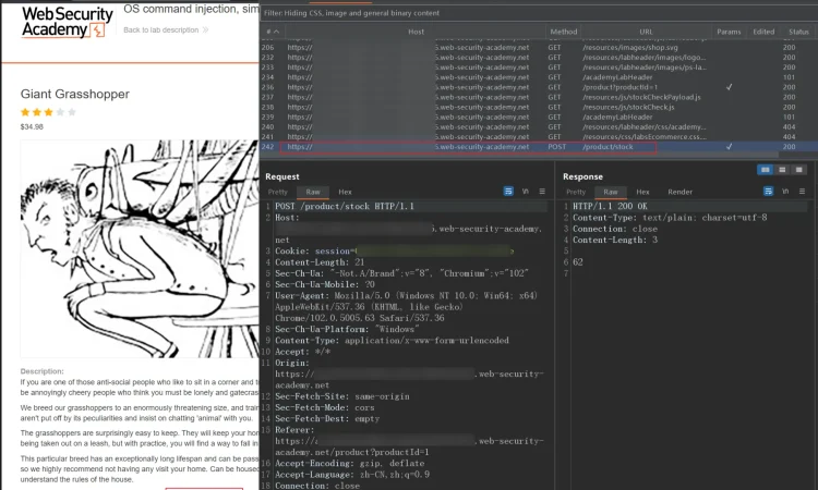 PortSwigger Web Security Academy lab 操作系统命令注入