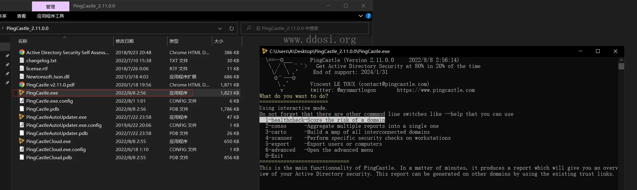 pingcastle Active Directory域控安全检测工具
