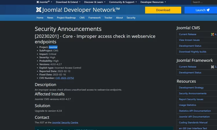 CVE-2023-23752 POC Joomla! 未授权访问漏洞
