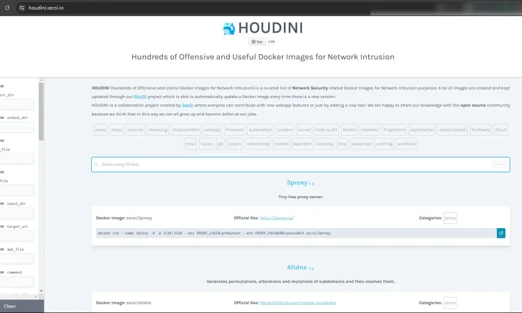 Houdini 渗透测试常用工具Docker镜像
