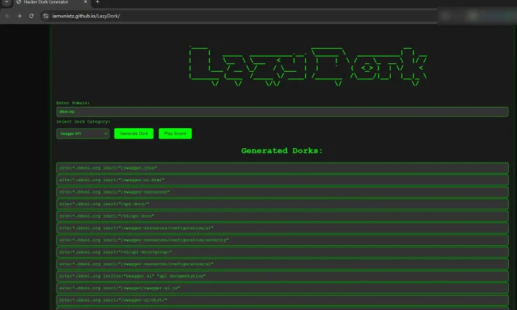 LazyDork 在线生成Google Dorking搜索语法