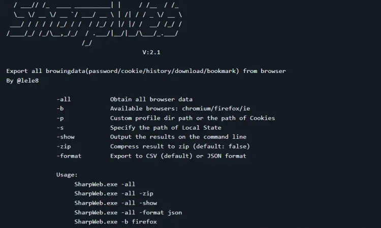 SharpWeb 浏览器数据导出工具(cookie|password|history)