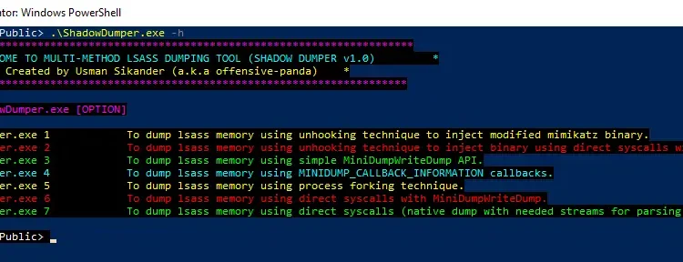 ShadowDumper LSASS内存转储工具 LsassDumping