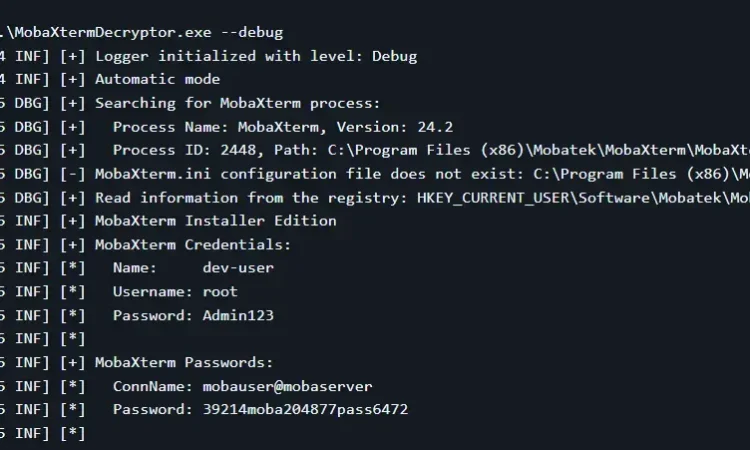 MobaXtermDecryptor  MobaXterm 密码提取工具