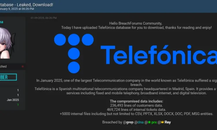西班牙电信公司Telefonica 遭黑客入侵 数据泄露