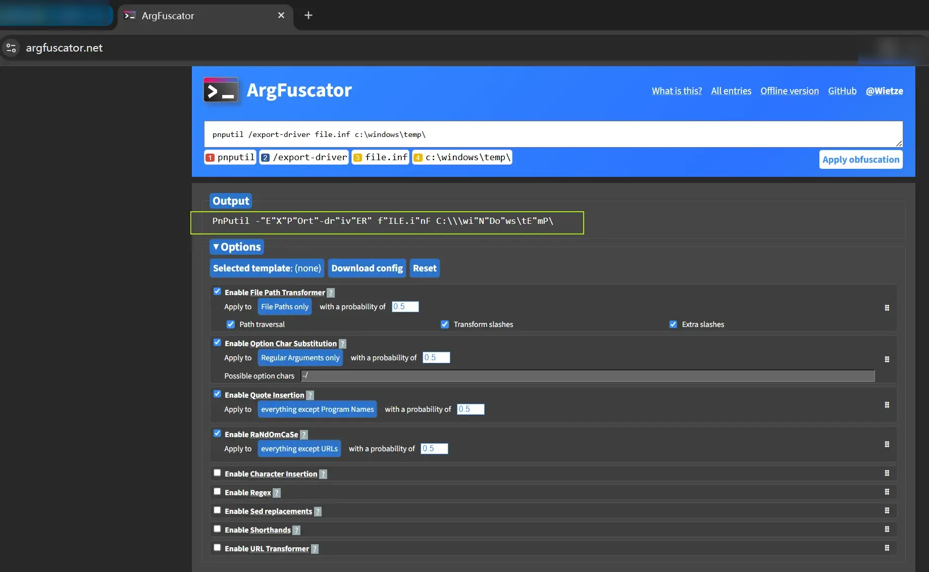 argfuscator 命令混淆工具