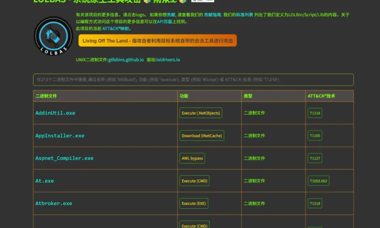 LOLBAS - 系统原生工具攻击